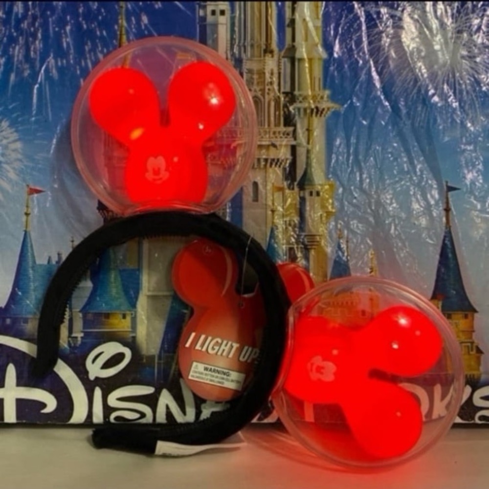 Disney parks red Mickey Mouse balloons light up Minnie Mouse ears NWT